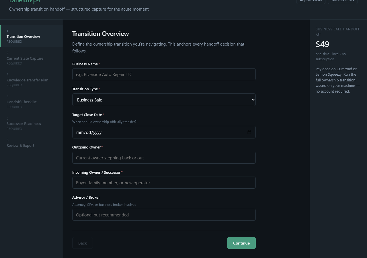 Business Sale Handoff Kit — Who's leaving and who takes over