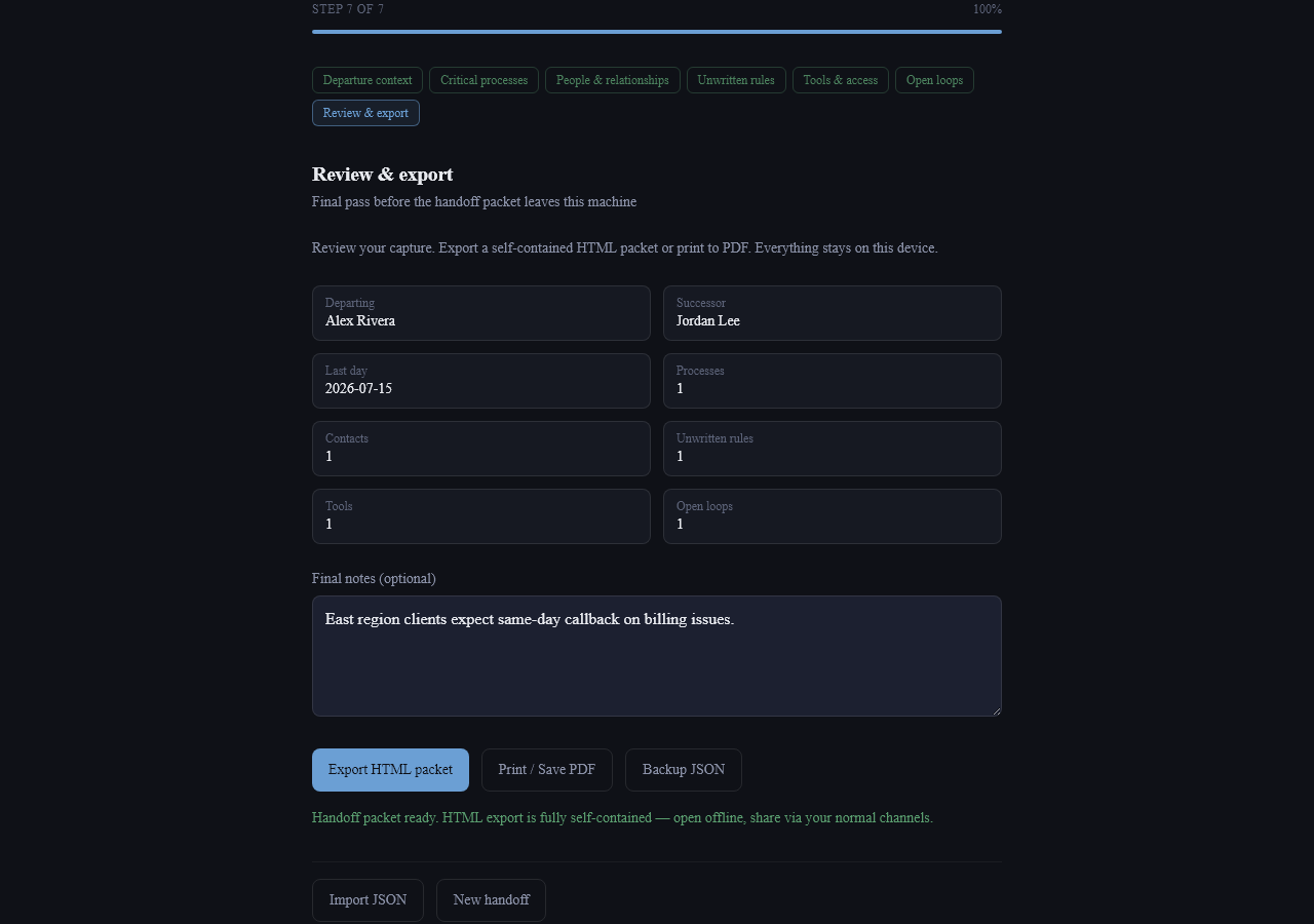 Review and export